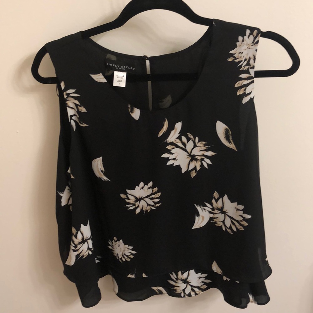 Simply Styled Tank Top Size L Color Black Cream